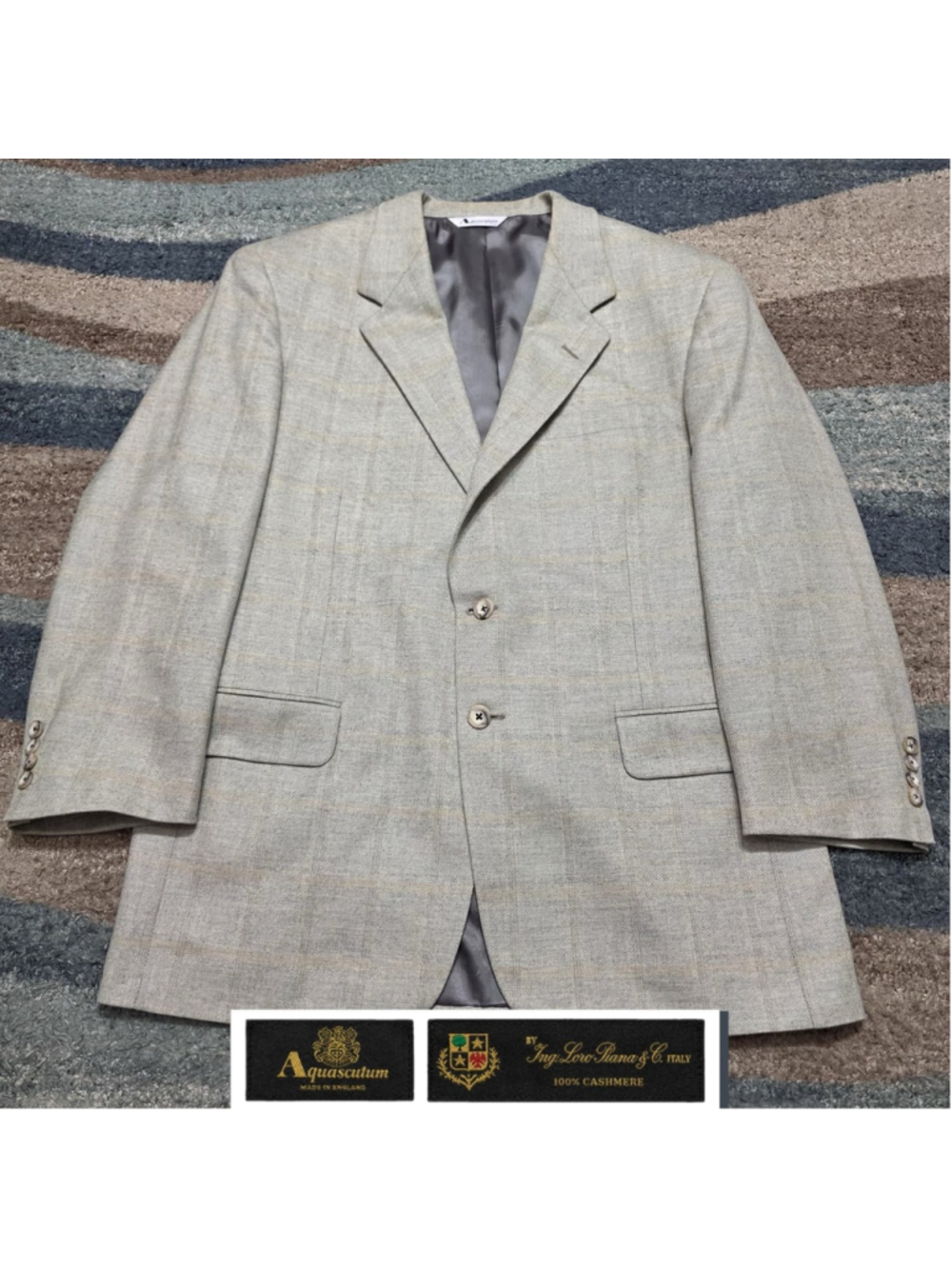 Aquascutum 100% Cashmere Blazer 46R Loro Piana USA Made Vintage Plaid